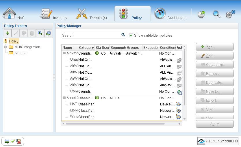 3. In the Policy Manager, select Add.