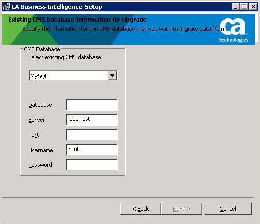 Perform a Simple Upgrade on Windows Creates a new BusinessObjects Enterprise XI 3.1 CMS database, and then copies the contents of your existing CMS database to the BusinessObjects Enterprise XI 3.