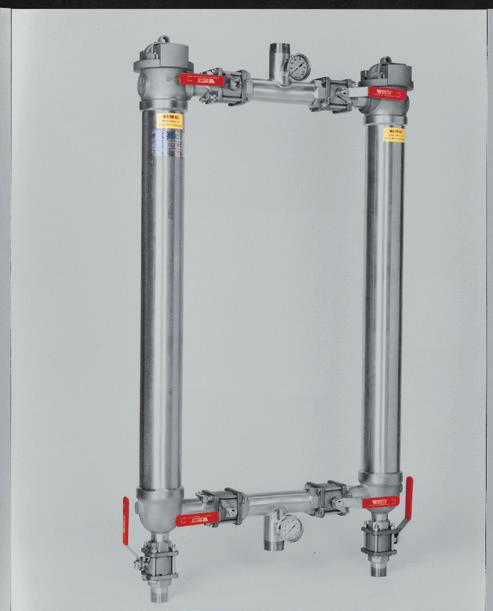 Like the in-line filter system, the fluid flows from the outside to the inside of the filter screen, depositing debris on the exterior of the filter elements.