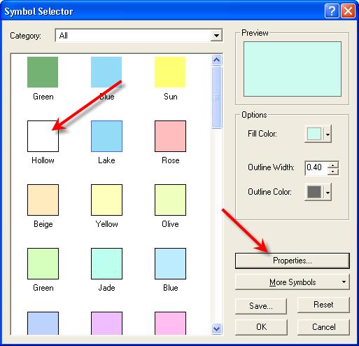 Double click on the State Boundary Layer Color Box to display the window like the one to the right.