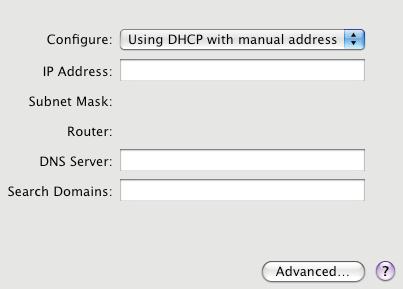 Configure Static IP on Mac Web Host Computer Now that the DHCP range has been changed to allow a range for static IP address, the Mac web host computer can be given a static IP address.