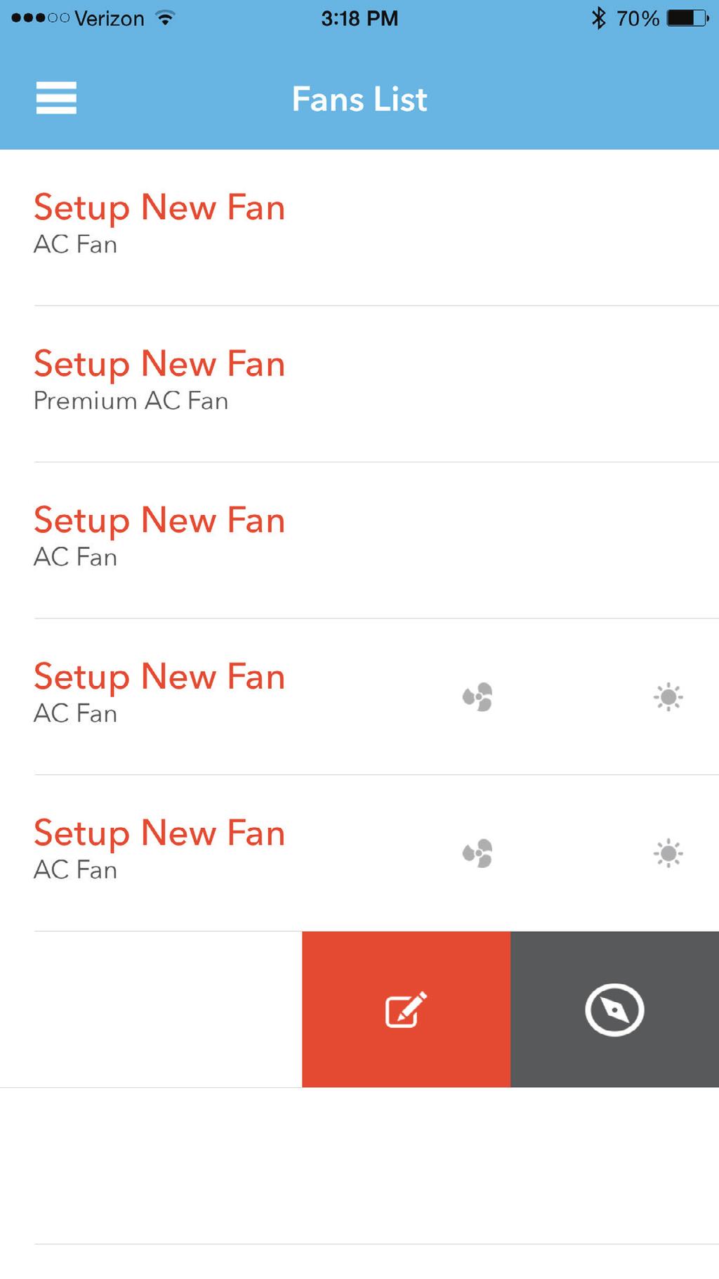 Take A Tour Of The New App And Its Features Fans List Fans List This area will display all available devices that are fansync enabled. Click Setup New Fan if you need to set up a new fan.