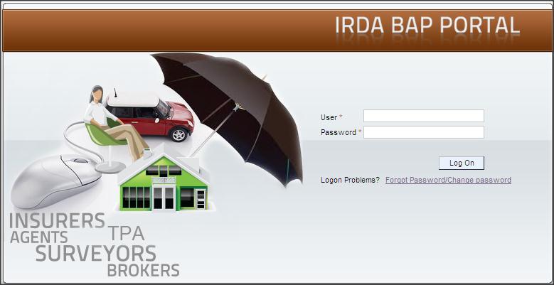 Login Process Login Process To access the portal: To access the BAP portal, you need to login by entering valid credentials. 1. Open a browser and enter the following address: www.irdabap.org.in. The IRDA BAP portal home page is displayed.