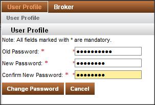 User Profile for Sub ID To Change Password: 1. On the User Profile screen, click Change Password. The Change Password screen is displayed. Figure 25: User Profile - Change Password screen 2.