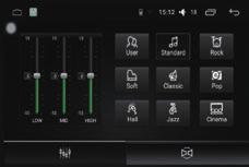 Car Settings-Equalizer Settings Click the button to enter the sound adjust sound mode page, the user can set a preset sound effect