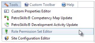 CAT for the Supervisor Functionality To access the Role Permission Set Editor, click on its link under Tools in the menu bar.