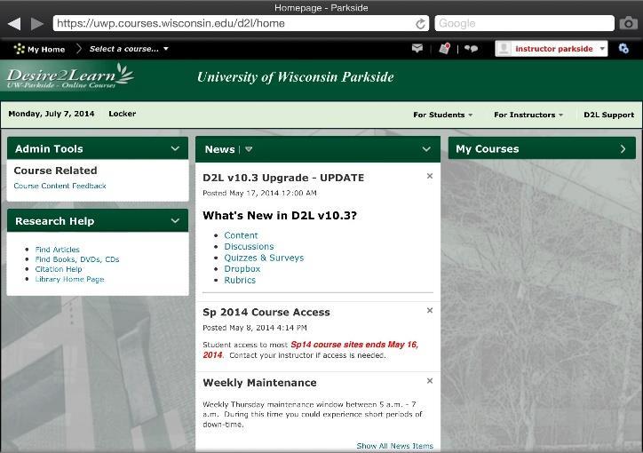 navigate to your current D2L courses.