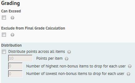 Points Gradebook Follow these directions if you are using a points gradebook. 1. If you wish to allow students' grades for the category to exceed 100%, select Can Exceed. 2.
