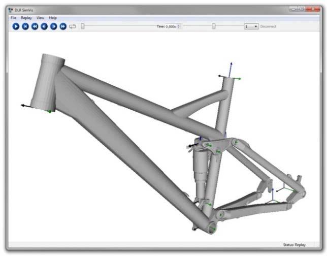 Session 5E: Modelica Tools 3 Figure 6: Visualization of a CAD assembly exported from CATIA in DLR SimVis In addition to the geometric skeleton a body model is introduced containing the mass, a vector