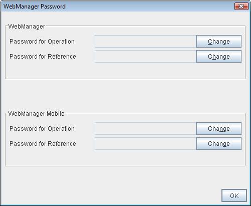 Chapter 7 Details of other settings Control connection by using password Click the Settings button to open the WebManager Password dialog box.