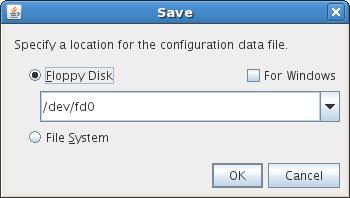 Saving configuration data Saving the configuration data to a floppy disk (Linux) Perform the procedure below to save the configuration data created using the Builder on a Linux machine to a floppy