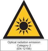 ARTIFICIAL OPTICAL RADIATION: According with the requirements in 2006/25/EC Directive and EN 12198 Standard, the equipment is a category 2.