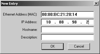 Network Addressing for a Web Server Module 2-7 2. Double-click on the hardware (MAC) address of the module you want to configure.
