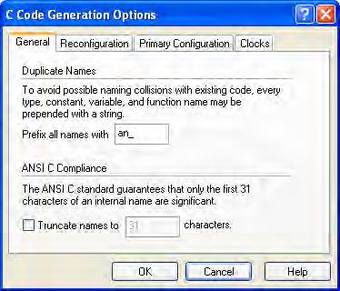 AnadigmDesigner 2 User Manual 7.2.4 Generating the Code This section will demonstrate the process for generating the C Code files.