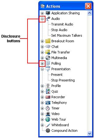 Elluminate Plan! version 2.0 Use the dislosure buttons in the Add Action dialog to reveal or hide Actions in the list. a.