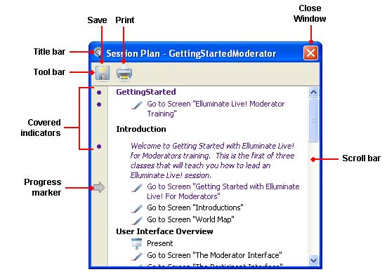 Similarly, you can hide the list by dragging the divider up: Participant s View For Participants, the Plan Outline displays the session plan and