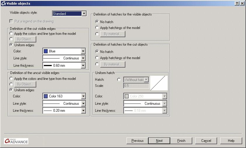 Next. In the Visible objects dialog box, the edge
