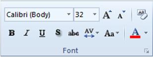 To display the Font dialog box, on the Home tab, in the Font group, click the Dialog box launcher.