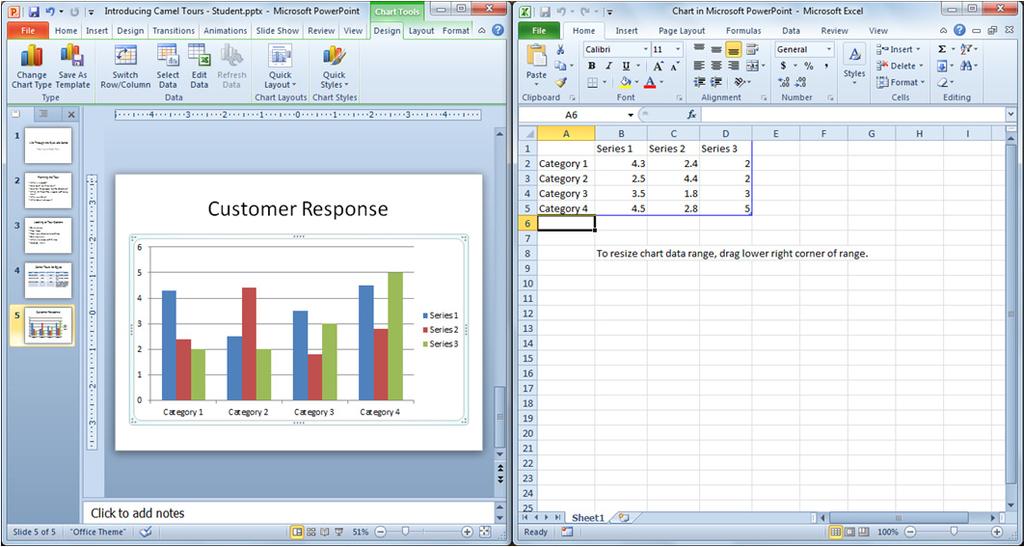 Microsoft PowerPoint Lesson 10 The number of formatting options available depends on the type of chart you select.