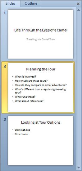 Microsoft PowerPoint Lesson 10 Entering Text in the Slide Pane Use the Slide pane to insert or modify items on slides.