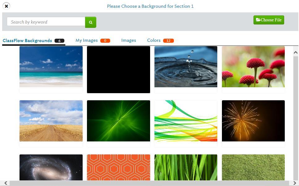 Changing Background Image Search the web for images ClassFlow