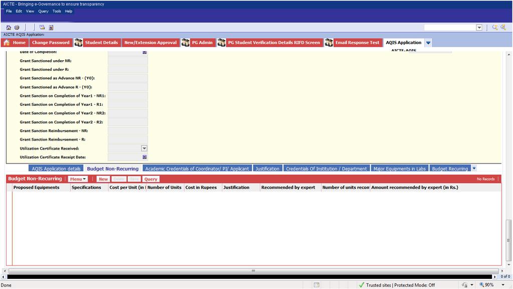 2. Budget Non Recurring 1. Navigate to Budget Non Recurring tab for RP Scheme. 2. Click on New button to add Record. 3.