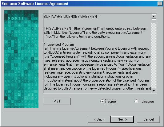 11 End User Licence Agreement The next screen will be the End User License Agreement, on which