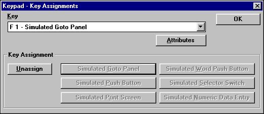 Assigning Keypads Simulating Panel Objects with Keypads You can assign a keypad to simulate any of the following panel operators, even though there is no panel object visible on the screen: Push
