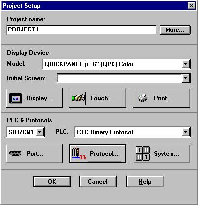 2. Enter the panel developers name and any notes. Selecting a Display Device The next section of the Project Setup dialog box is labeled Display Device. 1.