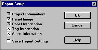 Printing Project Information You can print out the summary information and panel images for all or part of a project. Selecting Print from the File menu displays the Report Setup dialog box.
