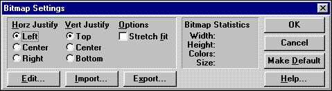 3. The initial size of the bitmap is one cell. When the Bitmap Settings dialog box appears, select the Cancel button. 4. Size the bitmap object to the estimated final size for the panel. 5.