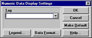 Creating a Numeric Data Display A numeric data display consists of a numeric readout and a legend plate. The data display requires a tag variable for the numeric data.
