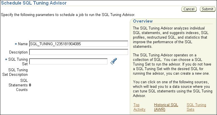 Tuning SQL Statements Using SQL Tuning Advisor Tuning SQL Statements Using SQL Tuning Advisor You can use SQL Tuning Advisor to tune one or more SQL statements.