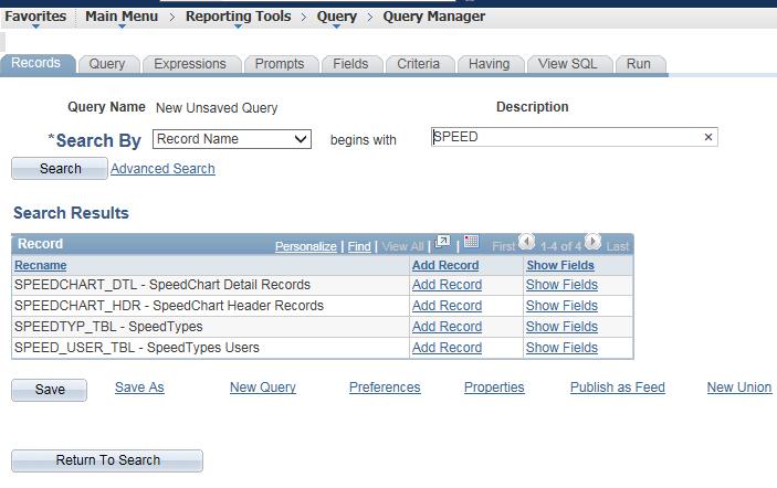 Helpful Search Hints Perform a partial search by entering part of a record name or description in the Search For field.