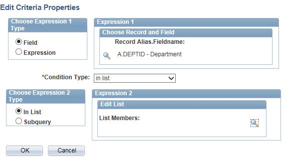 In List The In List condition finds fields having