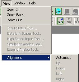 The greyed out options are accessible in simulation and monitoring. Related buttons Alignment; up, down, left right.