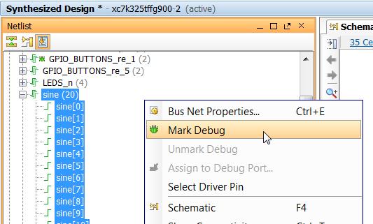 Step 5: Add (more) Debug Nets to the Project Figure 33: Mark additional signals for debug 3. 4.