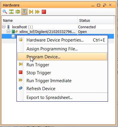 43. Figure 43: Program Active Target Hardware 10. In the Program Device dialog box verify that the.