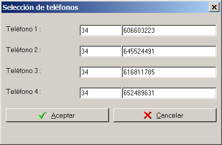 On this screen, the different SMS alarm parameters can be configured. Eight possible alarms are available, depending on the QNA type.