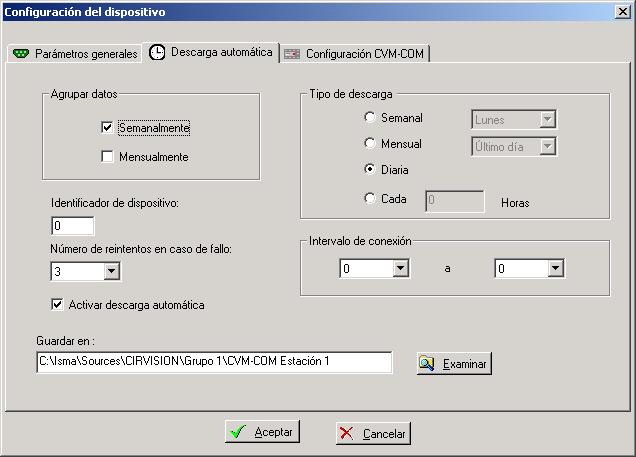 Automatic Download Configuration Screen Using this tab, the automatic download configuration can be modified. The following parameters can be modified: 1.
