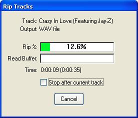 CD Grabber Rip Segment Dialog Rip Segment Dialog If you need to rip just a portion of one or more track, or to combine one or more tracks, click on "Rip Segment" to bring up the Rip Segment dialog.