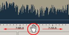 Right click: 1.In the any waveform area. Current area is picked out. The nearest bound is moved to the current cursor position. 2.In the stereo channels area (cursor is the "L" or "R").