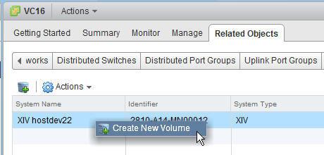the storage array or click the dedicated icon in order to inoke the Create