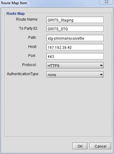 V. CONFIGURING THE TEST ROUTE Select configure sender routemap add Your routemap must configured EXACTLY as follows: i) For Route Name enter: GRITS_Staging ii) For the To Party ID Enter: GRITS_STG