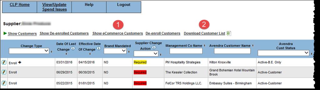 A new menu item, Show ecommerce Customers, can be used to manage any Avendra Customer that uses the ibuyefficient portal to place and manage orders.