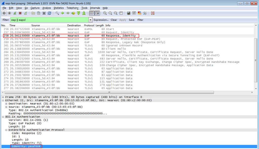 The following screenshot of the Wireshark shows a sample of a successful