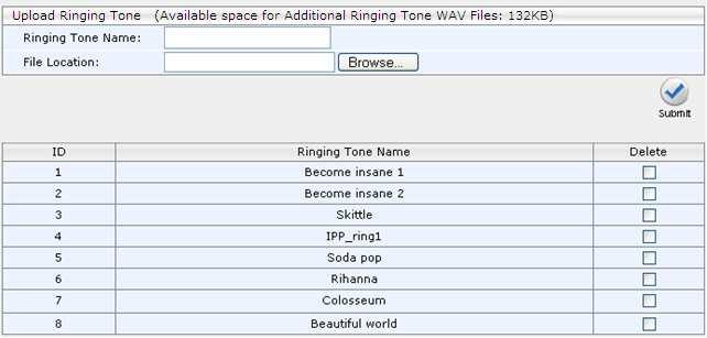 Administrator's Manual 18. Dialing Settings 18.2.1 Uploading Ring Tones New Ring Tones can be uploaded using the Web or Configuration File, as described below.