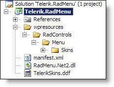 </Assembly> </Assemblies> </Solution> Note: To obtain the public key for the RadMenu.Net2.dll assembly, refer to the end of step 3 in the Manual Deployment Process section of this white paper. 7.