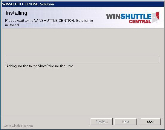 Figure 4.6: Install progress 8. After the CENTRAL solution is installed, Winshuttle.eshuttle.database must be installed.