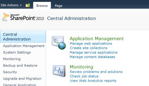 Creating a Site Collection 1. Navigate to the SharePoint Central Administration page, under the Application Management header click Create site collections. Figure 3.